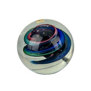 Made in Poland Art Glass Handmade Crystal 24% Swirl Design Paperweight Sphere